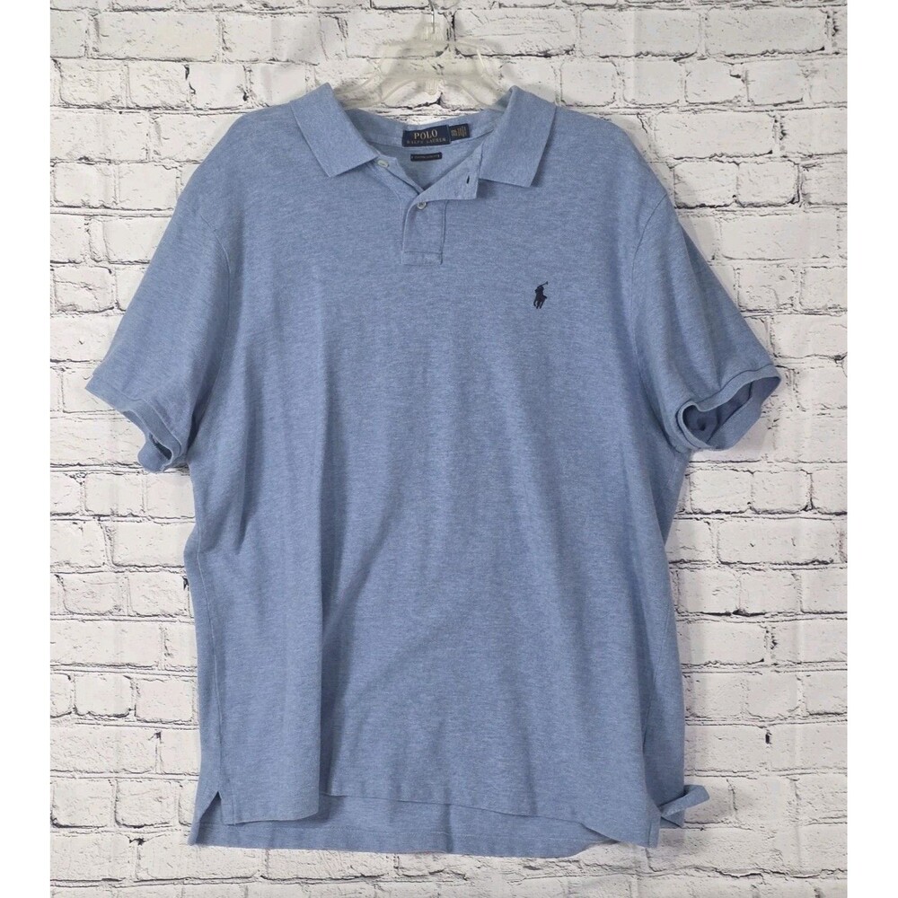 Polo Ralph Lauren Men's XXL Light Blue Custom Slim Fit Short Sleeve Shirt